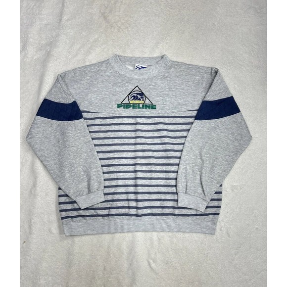 Vintage Pipeline Sports 90s Pullover Gray Crewneck Sweatshirt Size Medium - Picture 1 of 7